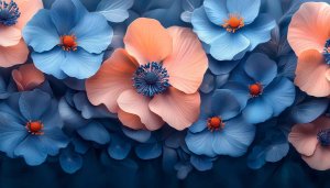 Blue and Peach Flower Arrangement Mobile Wallpaper Floral Background