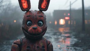 Creepy Animatronic Bunny 4K Desktop Wallpaper - Horror Background