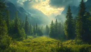 Green Forest Mountain 4K Desktop Wallpaper, Natural Scenery Mobile Background
