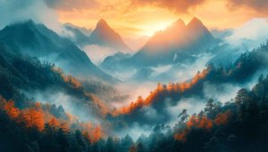Golden Sunrise Mountain Landscape Wallpaper 4K Desktop Mobile Backgrounds