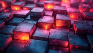 Abstract Glowing Cubes 4K Desktop Background, Neon Mobile Wallpaper