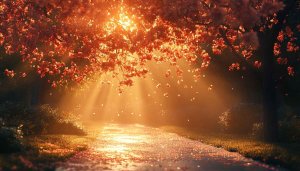 Autumnal Sunlit Path 4K Desktop Wallpaper, Free Nature Background