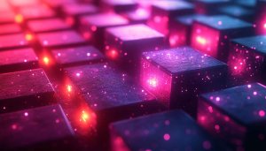 Glowing Pink Cube Grid, Futuristic Desktop Wallpaper, High Resolution