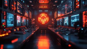 Sci-Fi Control Room 4K Wallpaper, Futuristic Desktop Backgrounds