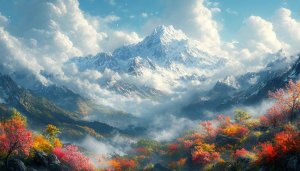 Snowy Mountain Range Autumn Trees Mobile 4K Desktop Wallpaper