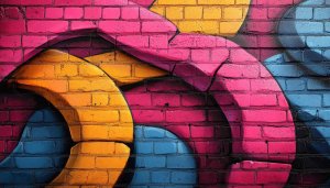 Abstract Graffiti Art on Brick Wall Colorful Mobile Wallpaper