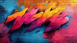 Colorful Graffiti Art on Brick Wall Mobile Wallpaper