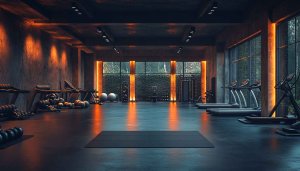 Modern Gym Interior Wallpaper - Fitness Studio Background 4K