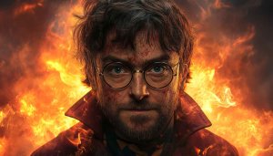 Daniel Radcliffe Harry Potter Intense Fire 4K Desktop Wallpaper Free