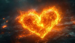 Fiery Heart Mobile Wallpaper - Flaming Love 4K Desktop Background