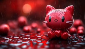 Hello Kitty Raining Red Aesthetic Wallpaper, Free Mobile Background