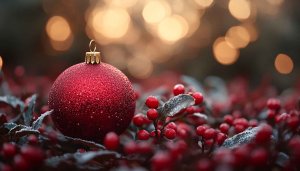 Festive Red Christmas Ornament Mobile Wallpaper, Free Holiday Background