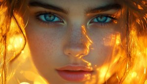 Portrait Young Woman Freckles Blue Eyes Aesthetic Mobile Wallpaper