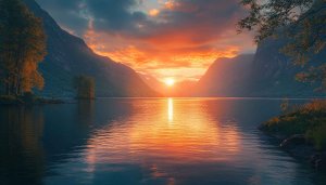 Lake Sunset Scenery Mobile Wallpaper for Free 4K Desktop Background