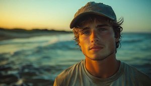 Handsome Man Beach Sunset 4K Desktop Mobile Background Wallpaper