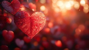 Sparkling Heart Leaves Free Valentine's Day Desktop Background Wallpaper