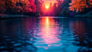 Sunset Reflection Lake Mobile Wallpaper, Aesthetic Background, 4K Desktop