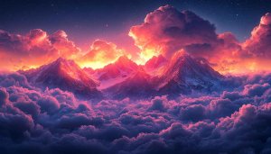 Pink Clouds and Mountains at Sunset Free 4K Desktop Wallpaper