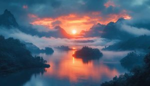 Misty Mountain Sunrise Scenery Wallpaper 4K Desktop Background Mobile