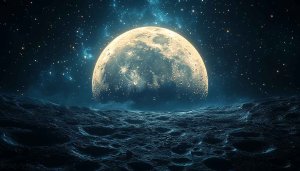 Full Moon Over Lunar Surface 4K Desktop Wallpaper