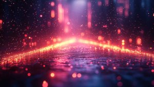 Futuristic Red Glowing Particles 4K Desktop Background Mobile Wallpaper