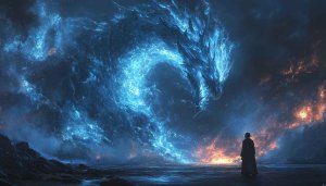 Spectacular Blue Dragon Fantasy Art 4K Desktop Wallpaper Background