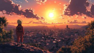 Naruto Anime 4K Wallpaper: City Sunset Desktop Background