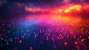 Glowing Particle Field 4K Wallpaper, Neon Lights Desktop Background