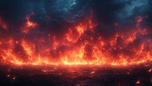 Inferno Ocean 4K Wallpaper - Fiery Dark Fantasy Desktop Background