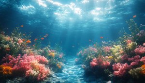Vibrant Underwater Coral Reef with Fish Mobile and Desktop Wallpaper