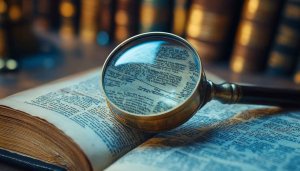 Antique Book with Magnifying Glass Mobile and Desktop Wallpaper