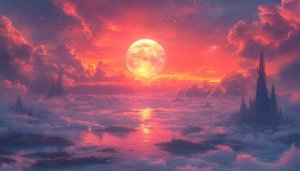 Full Moon Fantasy Landscape 4K Desktop Background Free Mobile Wallpaper