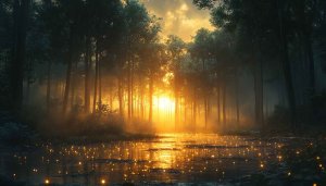 Enchanted Forest Golden Light 4K Desktop Mobile Wallpaper Free