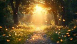Golden Sunlight Forest Path Free 4K Desktop Mobile Wallpaper