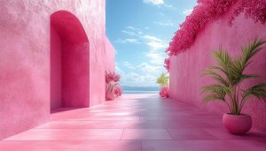 Pink Aesthetic Architecture Mobile Wallpaper Ocean View Free Download