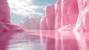 Pink Rock Formations 4K Desktop Wallpaper, Pastel Aesthetic Background