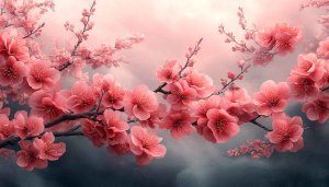 Pink Cherry Blossom Flower Branch Desktop Background Art Wallpaper