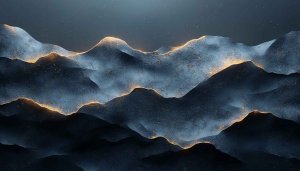 Abstract Mountains Night Wallpaper - Glowing Edges Desktop Background 4K
