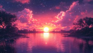 Pink Sunset Lake Scenery 4K Desktop Wallpaper Beautiful Landscape