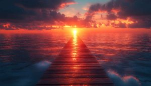 Fiery Seascape Sunset Painting Free Mobile Wallpaper Background 4K