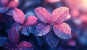 Pink Purple Leaves Dew Drops Mobile Wallpaper 4K Background