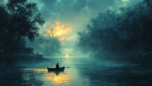 Misty Lake Boat 4K Desktop Wallpaper Free Mobile Background