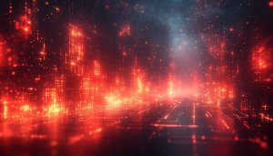 Burning Red Data Flow Mobile Wallpaper, Computer Generated Background