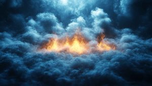Dramatic Sky Firestorm Wallpaper, High Resolution Mobile Background, Cloudscape