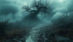 Creepy Forest Path Desktop Background, Spooky Tree 4K Mobile Wallpaper
