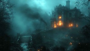 Burning Haunted House 4K Desktop Wallpaper Free Mobile Background