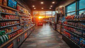 Convenience Store at Sunset Mobile Wallpaper Free 4k Background