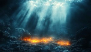 Underwater Volcano Desktop Wallpaper 4K Dark Ocean Mobile Background