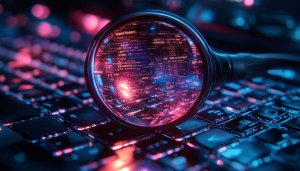 Cyber Security Code Under Magnifying Glass 4K Desktop Wallpaper