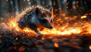 Fiery Hedgehog 4K Wallpaper - Cute Animal Background for Desktop